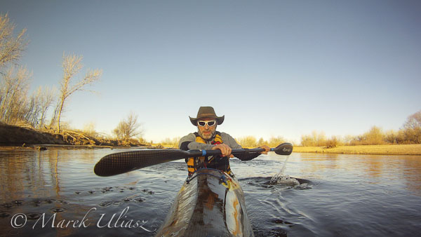 paddling South Platte River with GoPro camera