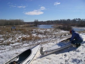 South Platte River winter paddling