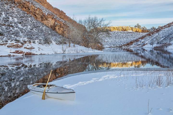 winter canoe paddling