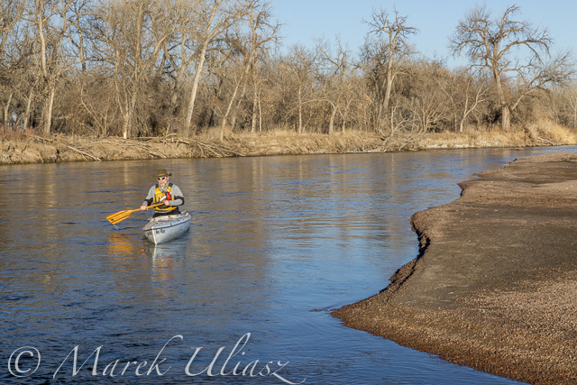 winter paddling on South Platte River